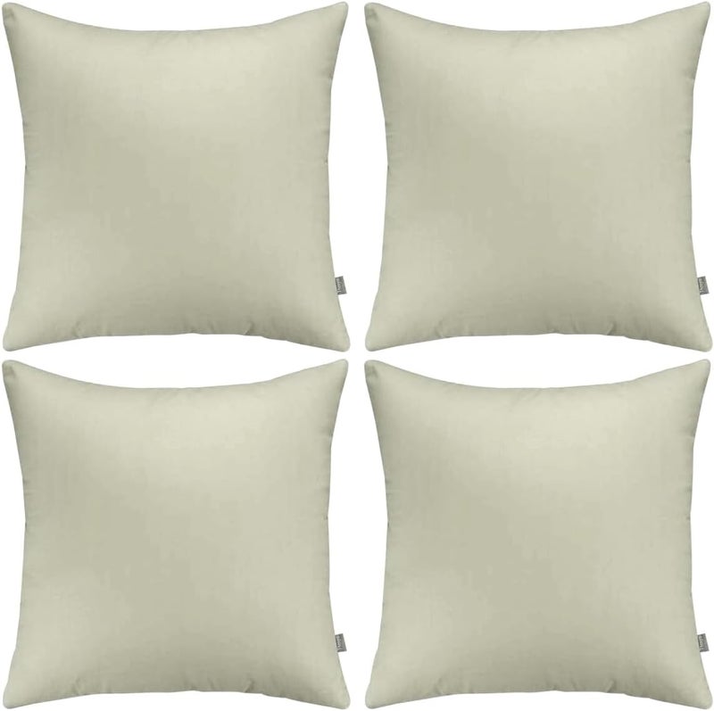 Thmyo 4-Pack 100% Cotton Comfortable Solid Decorative Throw Pillow Case Square Cushion Cover Sublimation Blank DIY Throw Pillowcases (Only Pillow Covers No Inserts)(18x18 inch/45x45cm,Beige) - Image 1